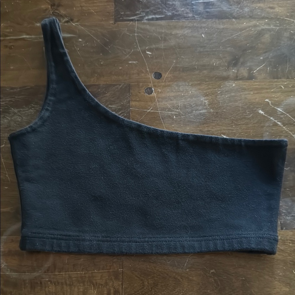 Black Asymmetrical Tank Crop Top